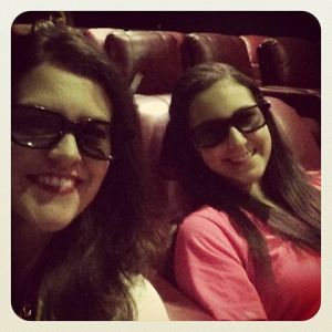 Wearing our 3D glasses (only way to see GRAVITY besides IMAX) - with my daughter.